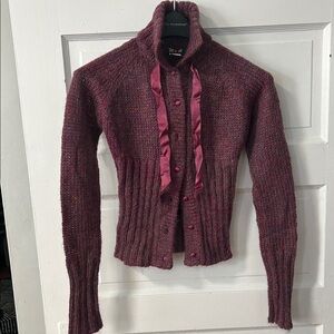 Dex Burgundy Sweater with Ribbon Details